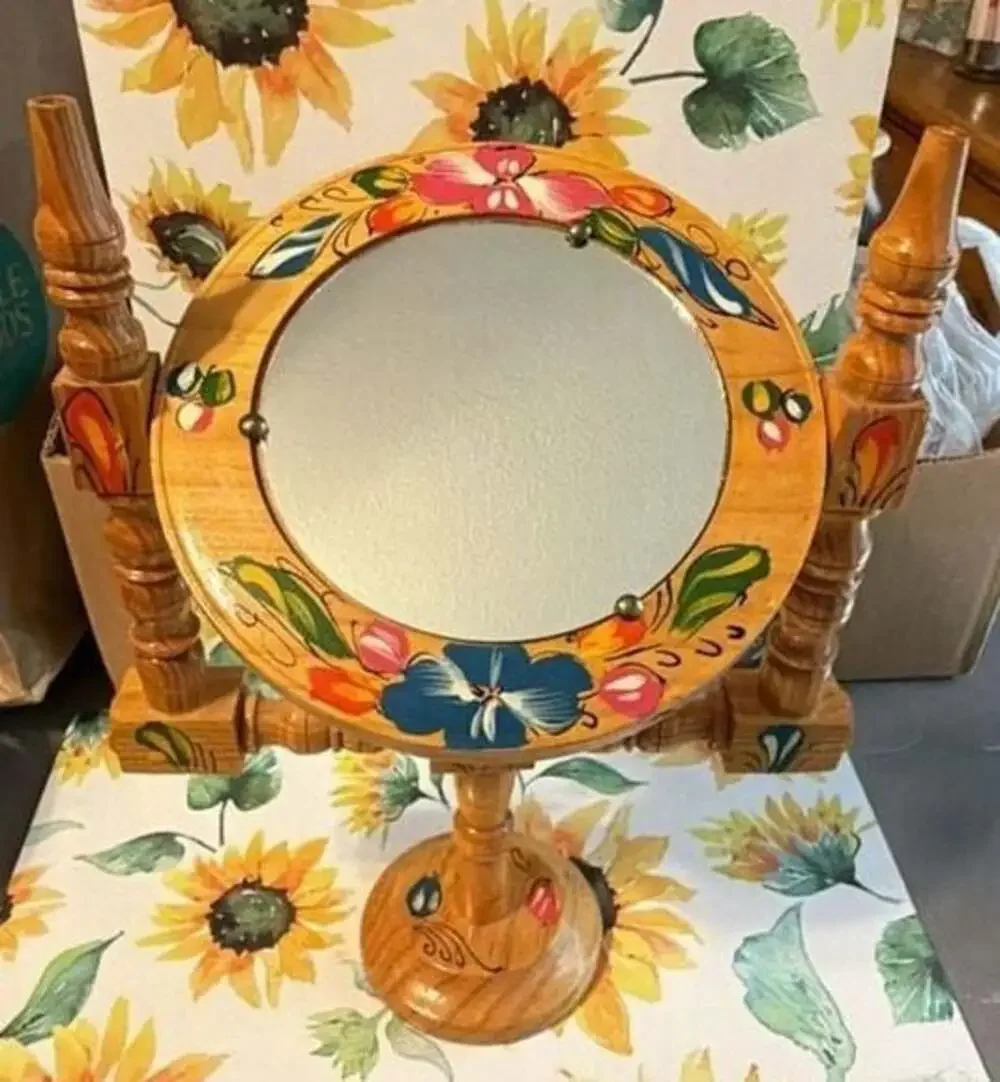 Vintage Painted Dresser Mirror Wood Frame BOHO Chic Retro Farmhouse Decor
